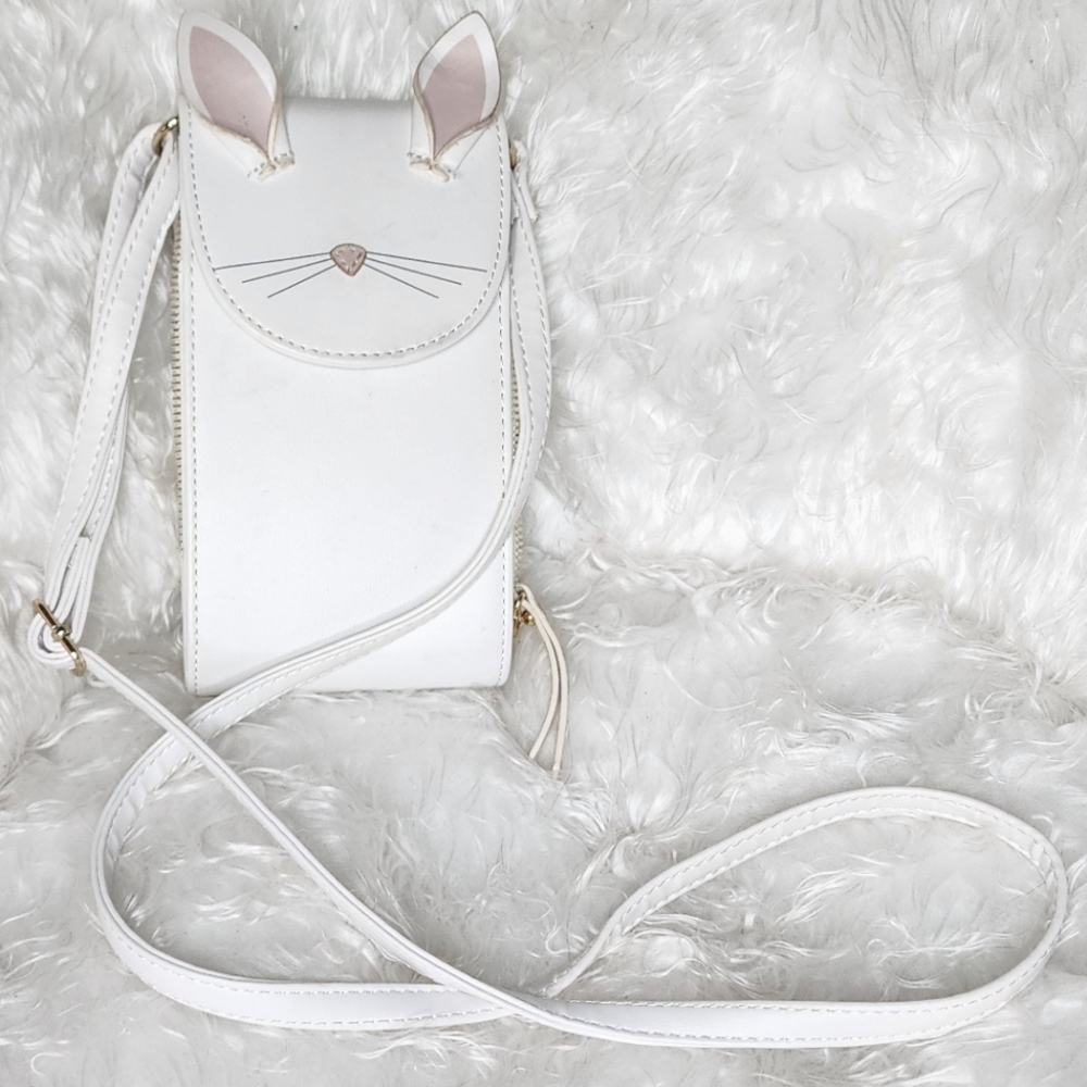 White Kitty Cat Crossbody Wallet Purse